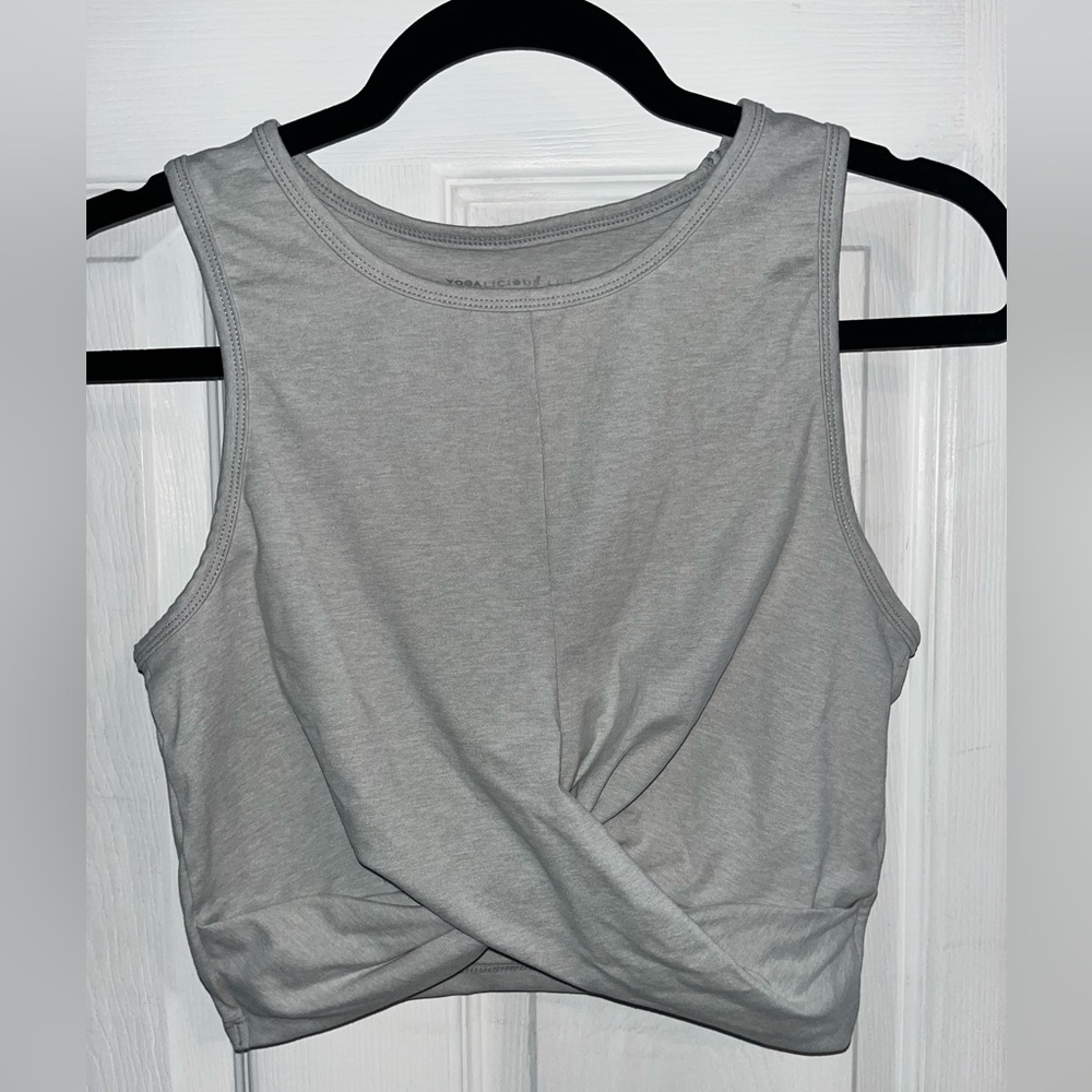 Yogalicious Lux Grey Twist Front Tank